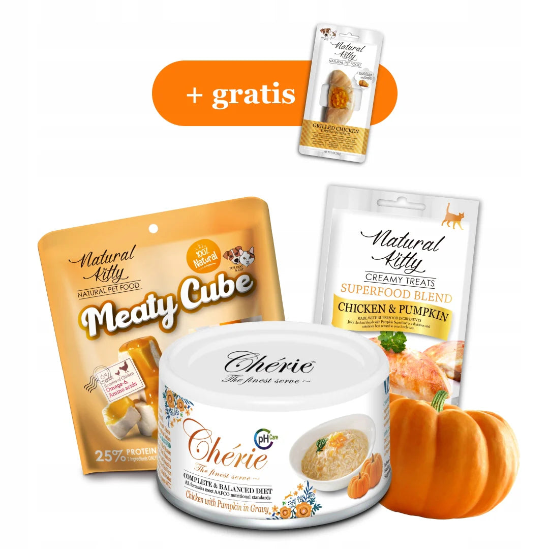 PROMOZIONE (3+1) Cibo umido e snack + Filetto di pollo GRATIS