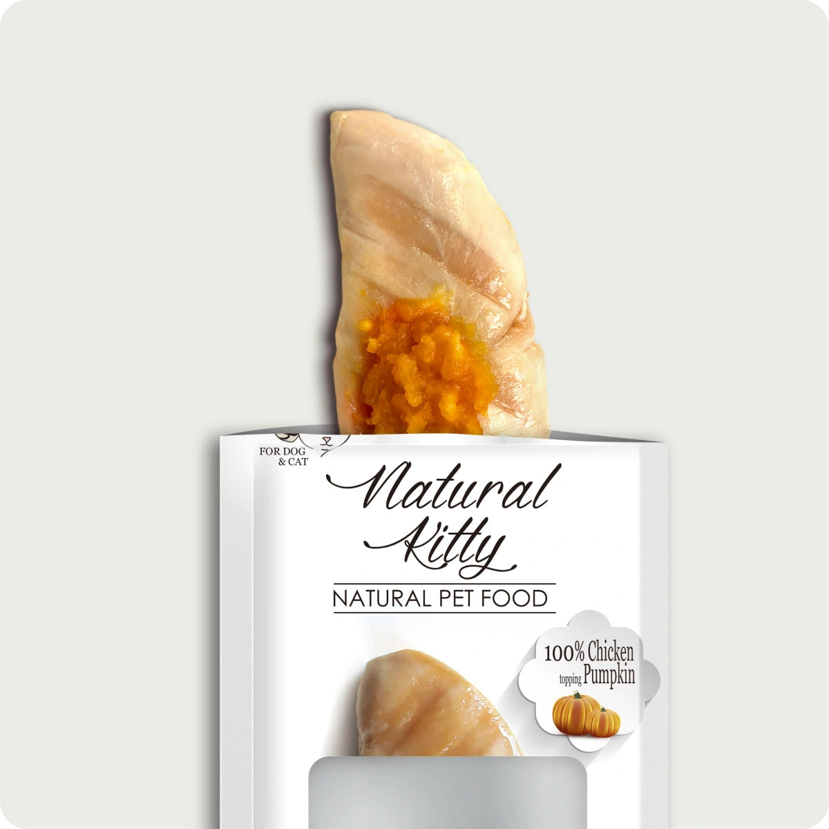 Filetti di gatto naturale Pollo alla griglia con guarnizione di zucca