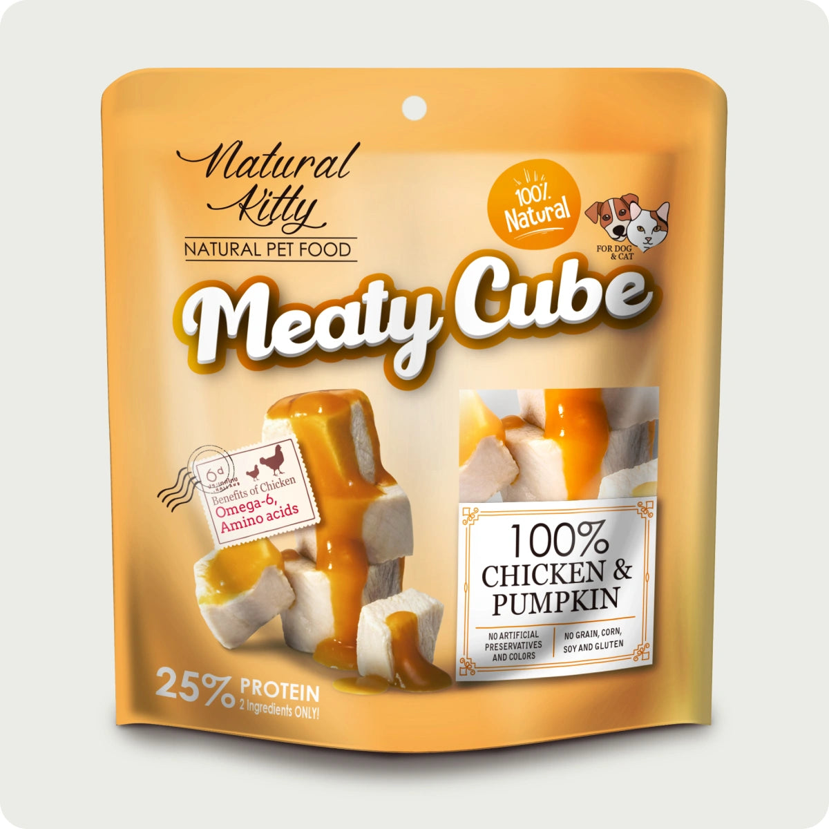 Natural Kitty Meaty Cubes 100% pollo con zucca
