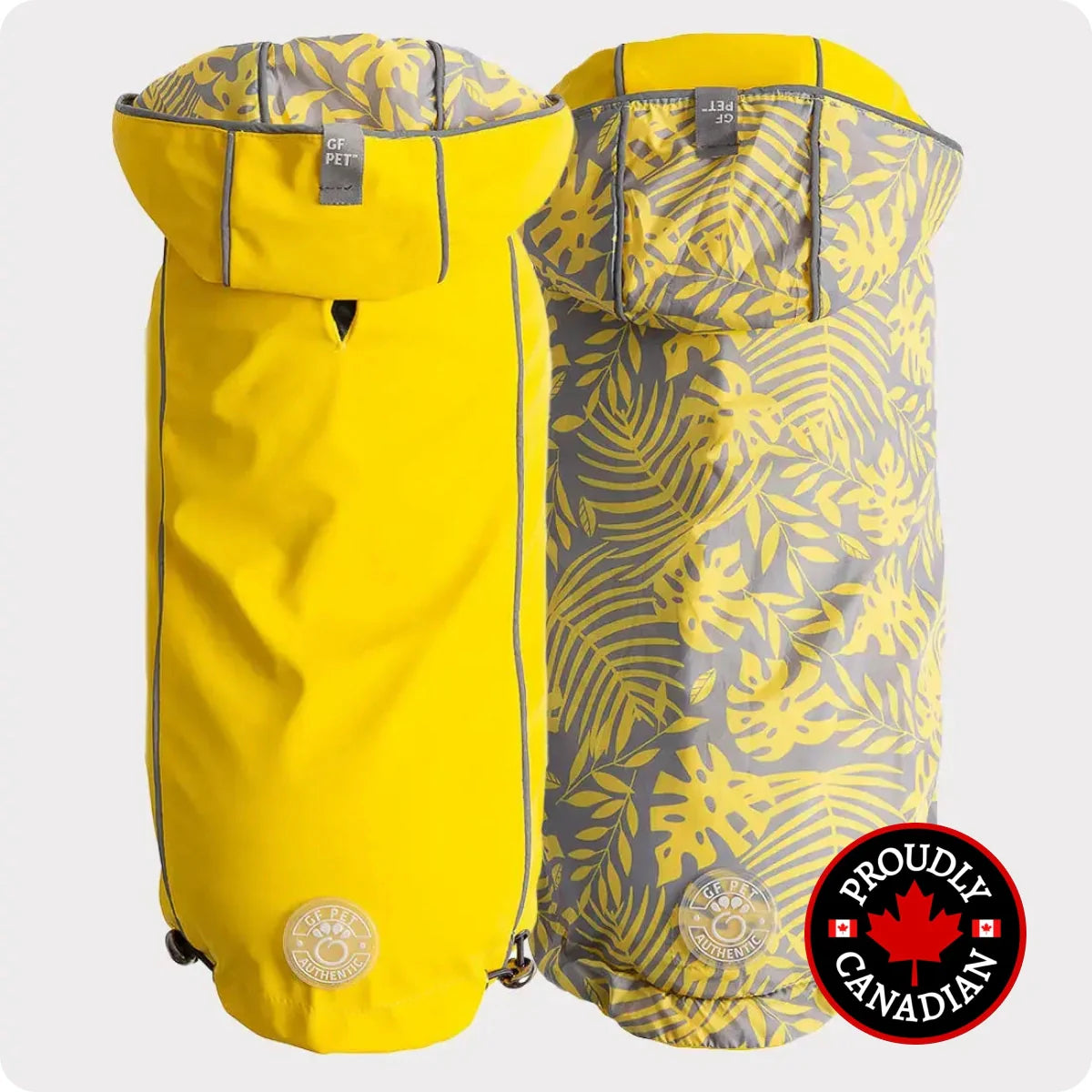 Impermeabile reversibile per cani GF Pet | Giacca impermeabile gialla e blu navy