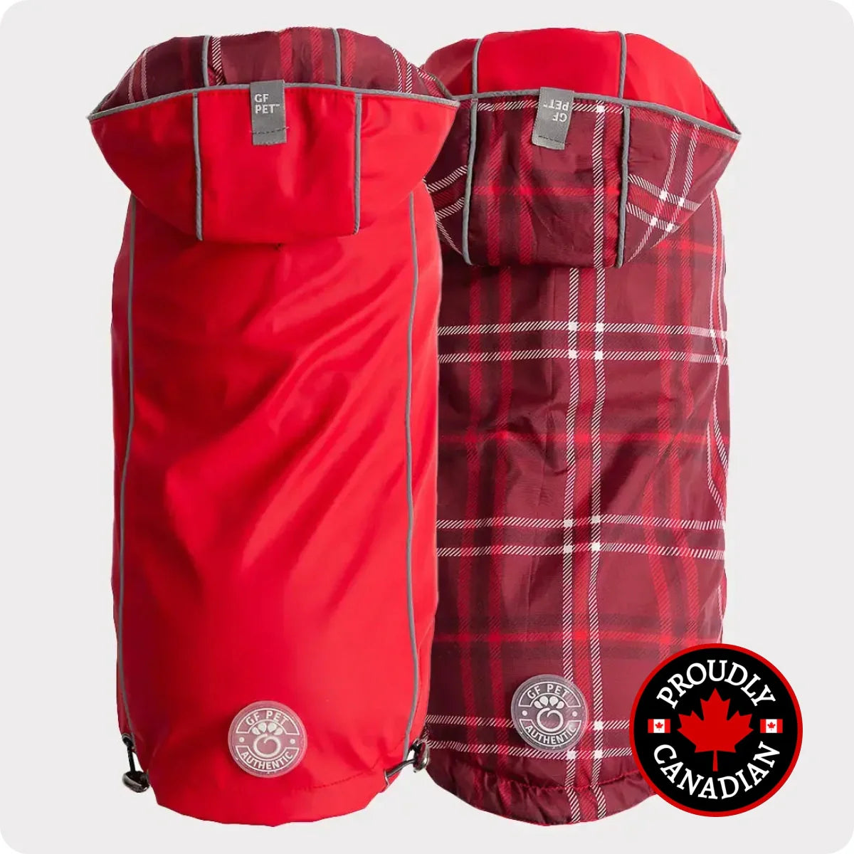 Impermeabile reversibile per cani GF Pet | Giacca impermeabile rossa e gialla