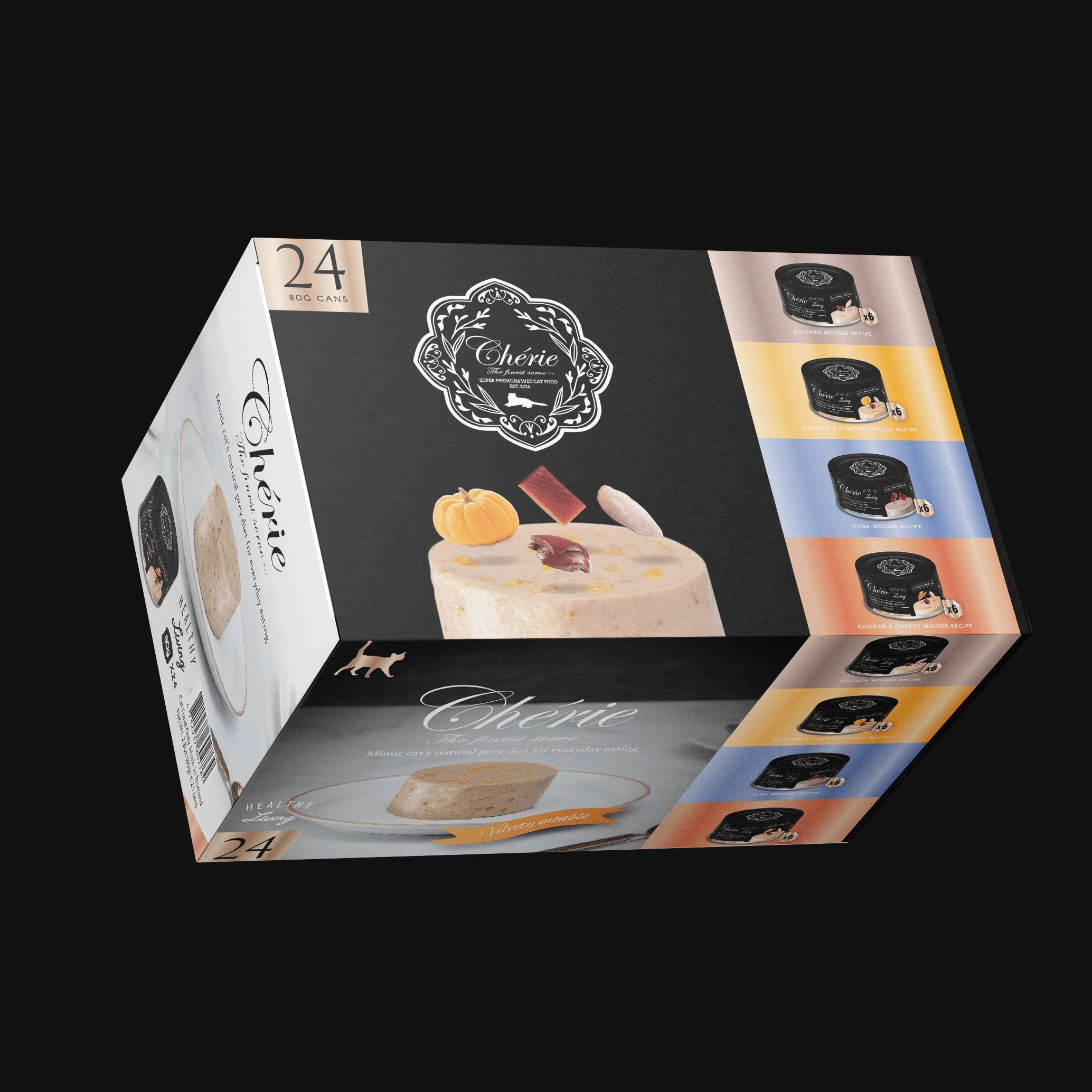 Set di mousse Chérie Healthy Living 24 pezzi x 80 g + 2 cubetti di carne in omaggio